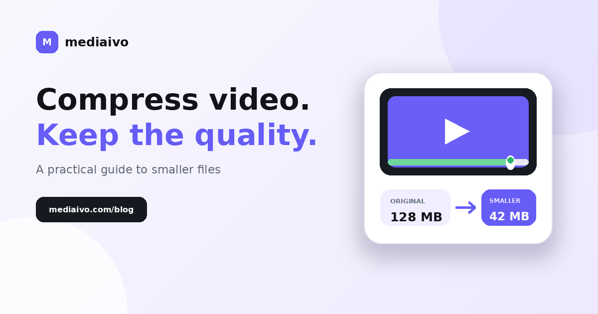 A Mediaivo illustration comparing a large video file with a smaller compressed video file while preserving visual quality.
