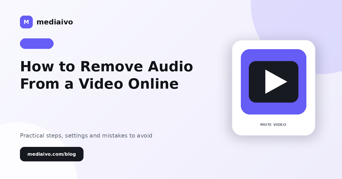 Mediaivo guide illustration for How to Remove Audio From a Video Online.